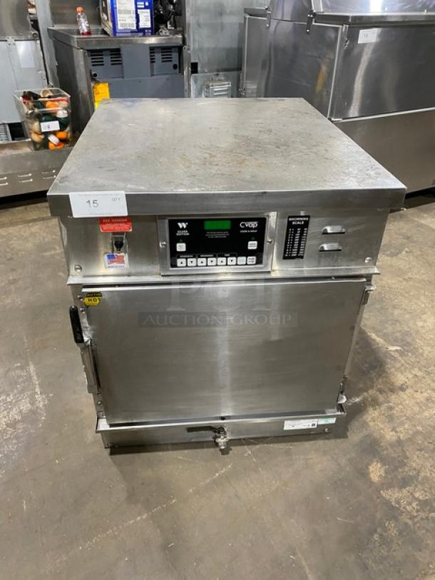 Winston Industries! 2015! Late Model! Cvap Silver Edition Commercial Stainless Steel Electric Powered Half Size Undercounter Cook-N-Hold Oven! Model: CAC507GR SN: 20150728-0043! 208V 1 Phase! On Casters! - Image 1 of 8