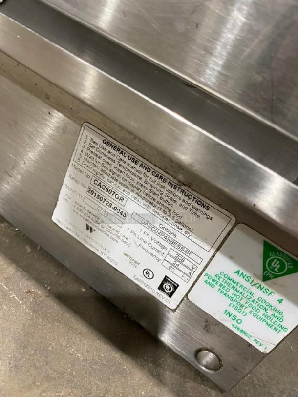 Winston Industries! 2015! Late Model! Cvap Silver Edition Commercial Stainless Steel Electric Powered Half Size Undercounter Cook-N-Hold Oven! Model: CAC507GR SN: 20150728-0043! 208V 1 Phase! On Casters! - Image 7 of 8