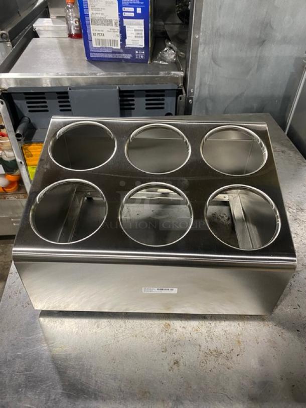 BRAND NEW! Royal Industries Commercial Stainless Steel Slanted Countertop 6-Compartment Flatware/Utensil Dispenser Organizer! Model: ROY SLV DSP 6! - Image 3 of 6