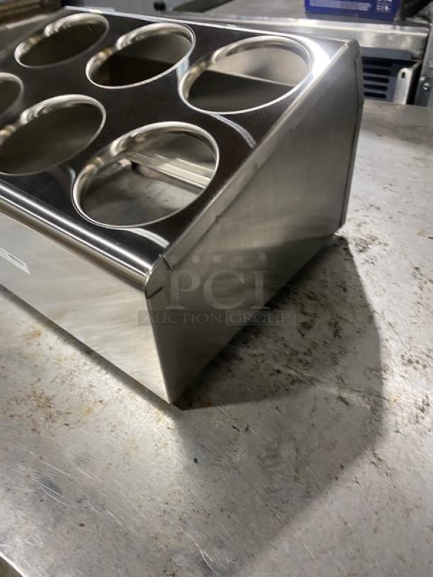 BRAND NEW! Royal Industries Commercial Stainless Steel Slanted Countertop 6-Compartment Flatware/Utensil Dispenser Organizer! Model: ROY SLV DSP 6! - Image 4 of 6