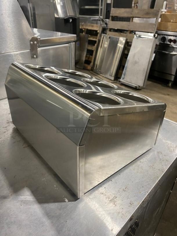 BRAND NEW! Royal Industries Commercial Stainless Steel Slanted Countertop 6-Compartment Flatware/Utensil Dispenser Organizer! Model: ROY SLV DSP 6! - Image 5 of 6