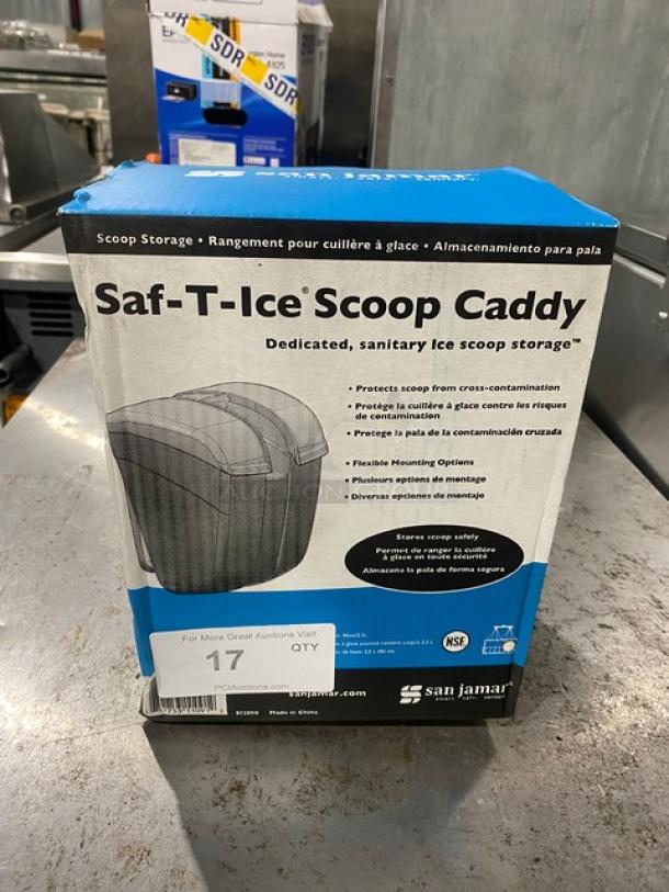 Brand new San Jamar Saf-T-Ice Scoop Caddy, Model S12000, in original packaging. Sanitary ice scoop storage.