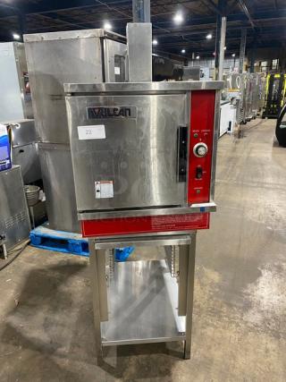 Vulcan Commercial Stainless Steel Natural Gas Powered Convection Steamer! With Single Undershelf Equipment Stand! 120V 1 Phase! On Legs!