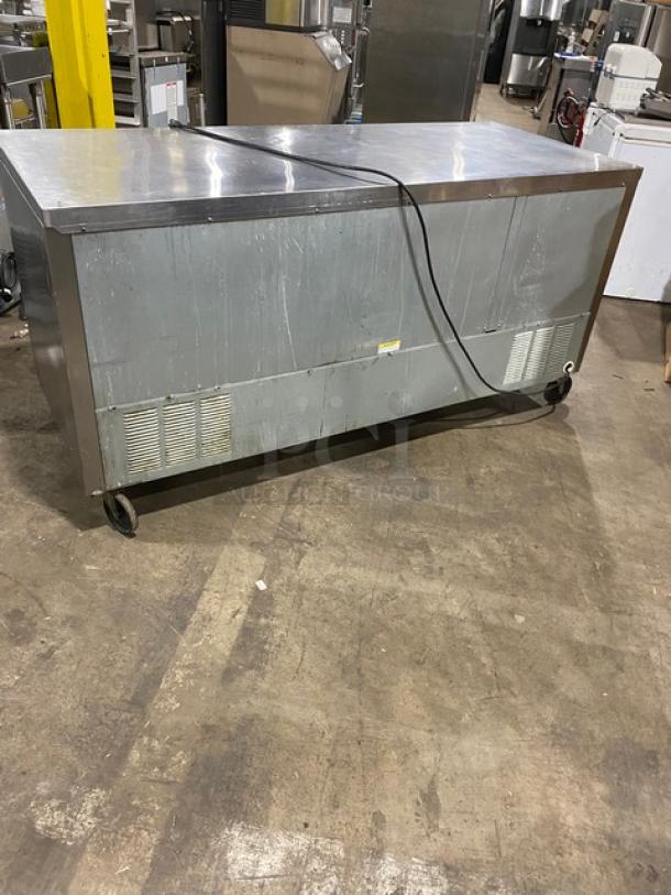 Beverage-Air Commercial Stainless Steel 3 Door 72" Flat-Top Worktop Refrigerator! Model: WTR72AY SN: 10701701! 15V 1 Phase! On Casters! - Image 6 of 10