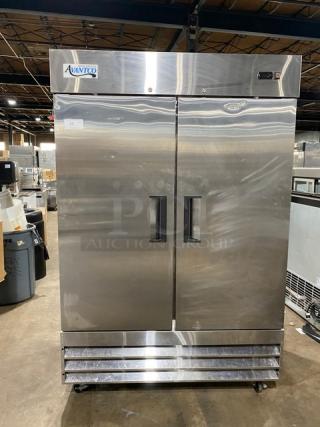 Avantco Commercial Stainless Steel Solid 2 Door Reach-In Refrigerator! With Poly Coated Wire Racks! Model: 178A49RHC SN: 7711171321072440! 115V! On Casters!