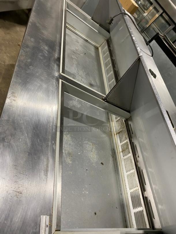 Beverage-Air Commercial Stainless Steel 3 Door Refrigerated Bain Marie Style Mega Top Salad/Sandwich Prep Table! Model: SP72-30M SN: 7600667! 115V 1 Phase! On Casters! - Image 8 of 9