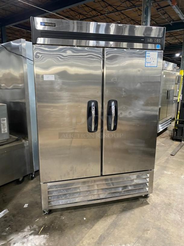 Master-Bilt Fusion Series Commercial Stainless Steel Solid 2 Door Reach-In Refrigerator! Energy Star Certified! With Poly Coated Wire Racks! On Casters! - Image 1 of 8