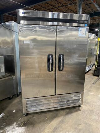 Master-Bilt Fusion Series Commercial Stainless Steel Solid 2 Door Reach-In Refrigerator! Energy Star Certified! With Poly Coated Wire Racks! On Casters!