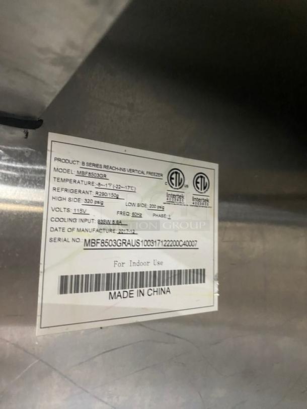 Atosa B-Series Commercial Stainless Steel Solid 2 Door Vertical Reach-In Freezer! Energy Star Certified! With Poly Coated Wire Racks! Model: MBF8503GR SN: MBF8503GRAUS100317122200C40007! 115V 1 Phase! On Casters! - Image 7 of 8
