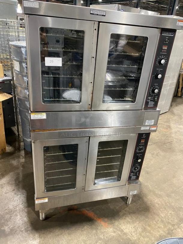 Hobart Commercial Stainless Steel Natural Gas Powered Double Stacked Convection Oven! With Thermostatic Controls! With Wired Oven Racks! Model: HGC5-16 SN: 481397392CAA+/481397393CAA+! On Legs! 2X Your Bid Makes One Unit! - Image 1 of 12
