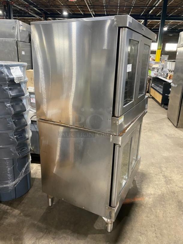 Hobart Commercial Stainless Steel Natural Gas Powered Double Stacked Convection Oven! With Thermostatic Controls! With Wired Oven Racks! Model: HGC5-16 SN: 481397392CAA+/481397393CAA+! On Legs! 2X Your Bid Makes One Unit! - Image 2 of 12