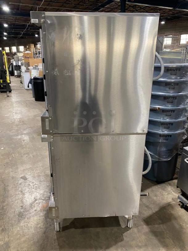 Hobart Commercial Stainless Steel Natural Gas Powered Double Stacked Convection Oven! With Thermostatic Controls! With Wired Oven Racks! Model: HGC5-16 SN: 481397392CAA+/481397393CAA+! On Legs! 2X Your Bid Makes One Unit! - Image 3 of 12