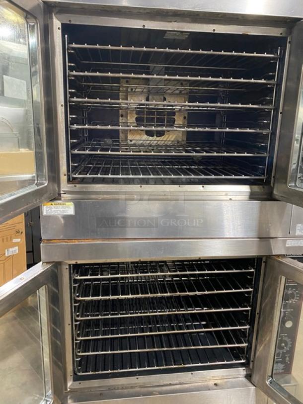 Hobart Commercial Stainless Steel Natural Gas Powered Double Stacked Convection Oven! With Thermostatic Controls! With Wired Oven Racks! Model: HGC5-16 SN: 481397392CAA+/481397393CAA+! On Legs! 2X Your Bid Makes One Unit! - Image 5 of 12