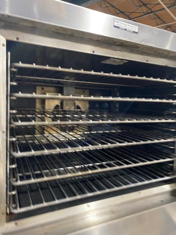 Hobart Commercial Stainless Steel Natural Gas Powered Double Stacked Convection Oven! With Thermostatic Controls! With Wired Oven Racks! Model: HGC5-16 SN: 481397392CAA+/481397393CAA+! On Legs! 2X Your Bid Makes One Unit! - Image 6 of 12