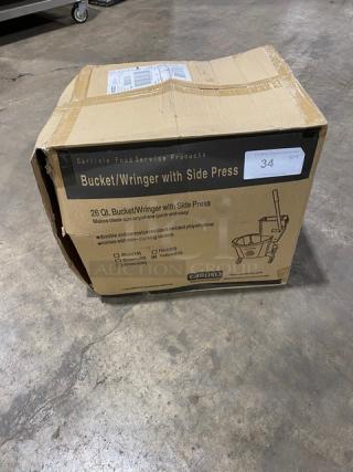 BRAND NEW! Carlisle Commercial Yellow Heavy Duty 26 Qt. Mop Bucket! With Side Press Wringer! On Casters!