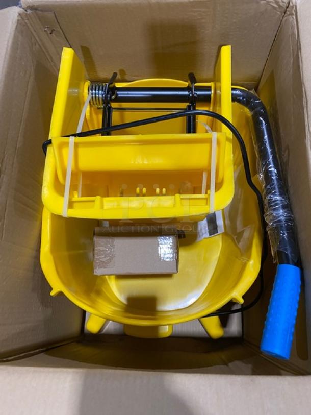 BRAND NEW! Carlisle Commercial Yellow Heavy Duty 26 Qt. Mop Bucket! With Side Press Wringer! On Casters! - Image 2 of 2