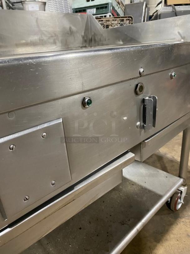 WoodStone Commercial Stainless Steel Natural Gas Powered Countertop Plancha Flat Griddle! With Back & Side Splash! With Single Undershelf Equipment Cart! On Casters! - Image 7 of 10