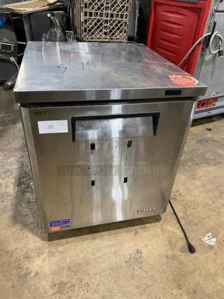 Turbo Air M3 Series Commercial Stainless Steel Solid Single Door Undercounter Freezer! With Poly Coated Wire Racks! Model: MUF-28-N-711S SN: H2MU2F0DX031! 115V! On Casters!