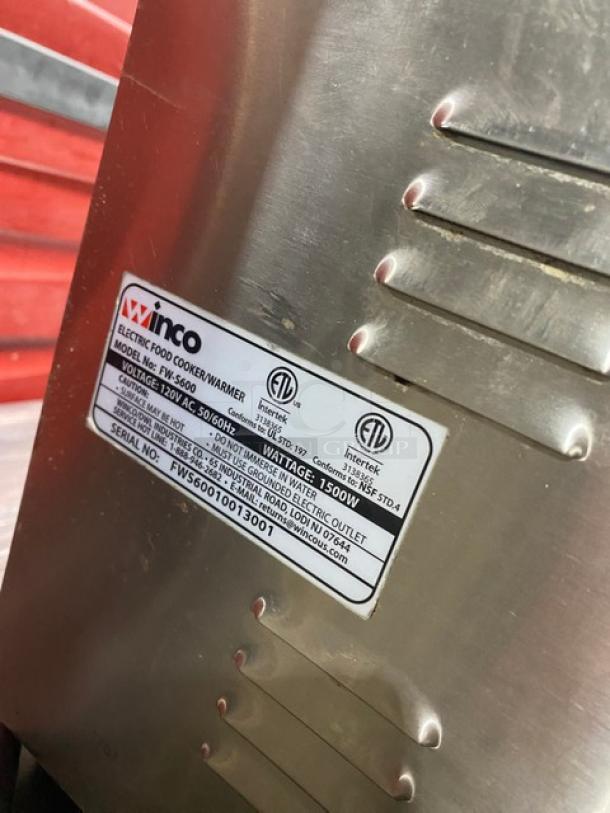 Winco Commercial Stainless Steel Electric Powered Countertop Single Well Food Cooker/Warmer! Model: FW-S600 SN: FWS60010013001! 120V! On Legs! - Image 5 of 8