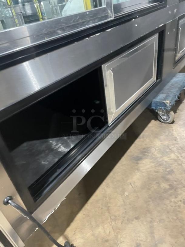 Leader Commercial Stainless Steel Curved Glass 96" Refrigerated Multi-Tier Deli Merchandiser Display Showcase! With Rear Double Sliding Glass Doors! With Lower Overstock Storage! Model: NRHD96R SN: PV11S3001! 115V 1 Phase! - Image 7 of 9