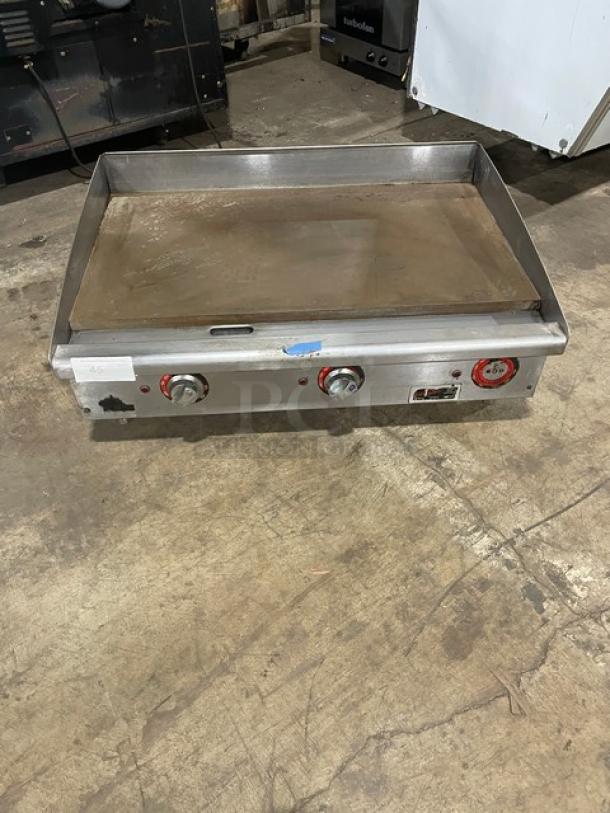 Elmer Schultz Commercial Stainless Steel Electric Powered Countertop Flat Griddle! With Thermostatic Controls! With Back & Side Splash! On Legs! - Image 1 of 7