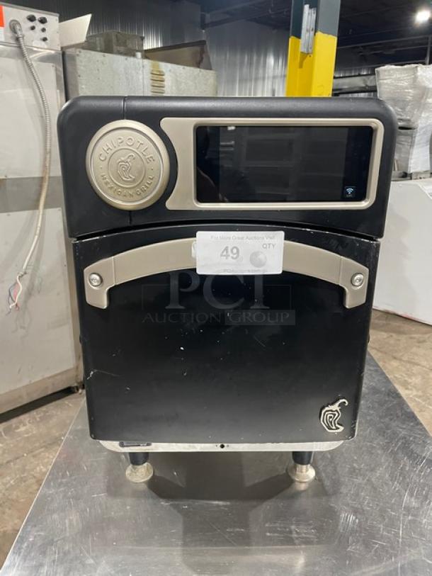 TurboChef! 2021! Late Model! Chipotle Style Commercial Black Electric Powered Countertop Cook Press Edition Ventless Rapid Cook Turbo Oven! With Crank Bar! Model: NGO SN: NGOTD43912! 208/240V 1 Phase! On Legs! - Image 1 of 9