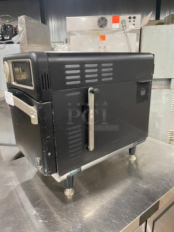 TurboChef! 2021! Late Model! Chipotle Style Commercial Black Electric Powered Countertop Cook Press Edition Ventless Rapid Cook Turbo Oven! With Crank Bar! Model: NGO SN: NGOTD43912! 208/240V 1 Phase! On Legs! - Image 3 of 9
