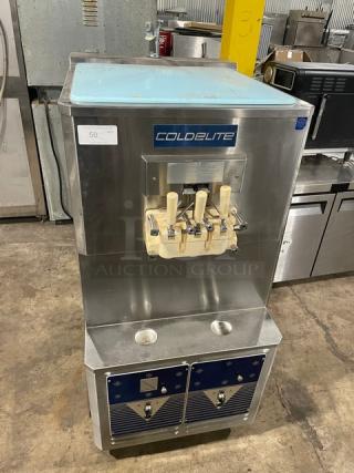 Nice! ColdElite Commercial Stainless Steel Electric Powered Dual Flavor & Twist Soft Serve Ice Cream/Frozen Yogurt Machine! Model: UF820-2 SN: 225881! 208V 3 Phase! On Casters! - Item #1194084