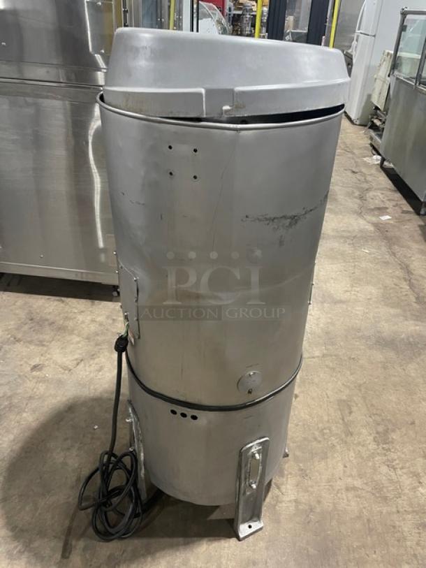 Hobart 6460C commercial potato peeler, 60 lb. capacity, on legs, electric, 115V, used condition with visible wear.