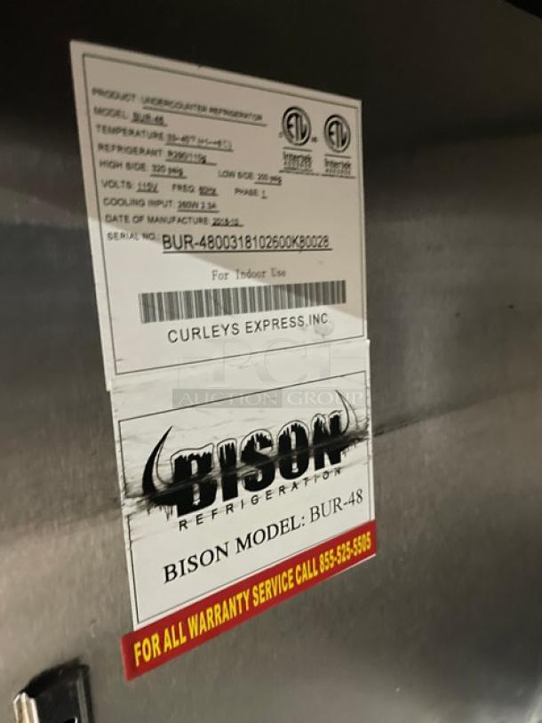 Bison Commercial Stainless Steel 2 Door Undercounter Worktop Refrigerator! Model: BUR-48 SN: BUR-4800318102600K80028! 115V 1 Phase! On Casters! - Image 6 of 7