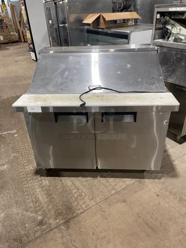Cold Line Commercial Stainless Steel 2 Door Refrigerated Bain Marie Style Salad/Sandwich Prep Table! With Poly Coated Wire Racks! With Removable Cutting Board! Model: SCLM2-E-HC SN: 6078423918040801! 115V! On Casters! - Image 1 of 8