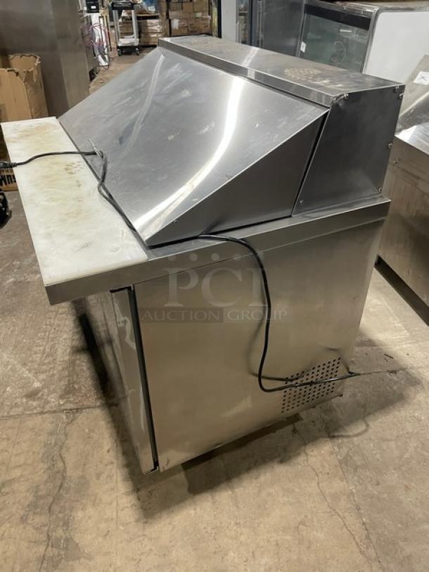 Cold Line Commercial Stainless Steel 2 Door Refrigerated Bain Marie Style Salad/Sandwich Prep Table! With Poly Coated Wire Racks! With Removable Cutting Board! Model: SCLM2-E-HC SN: 6078423918040801! 115V! On Casters! - Image 2 of 8