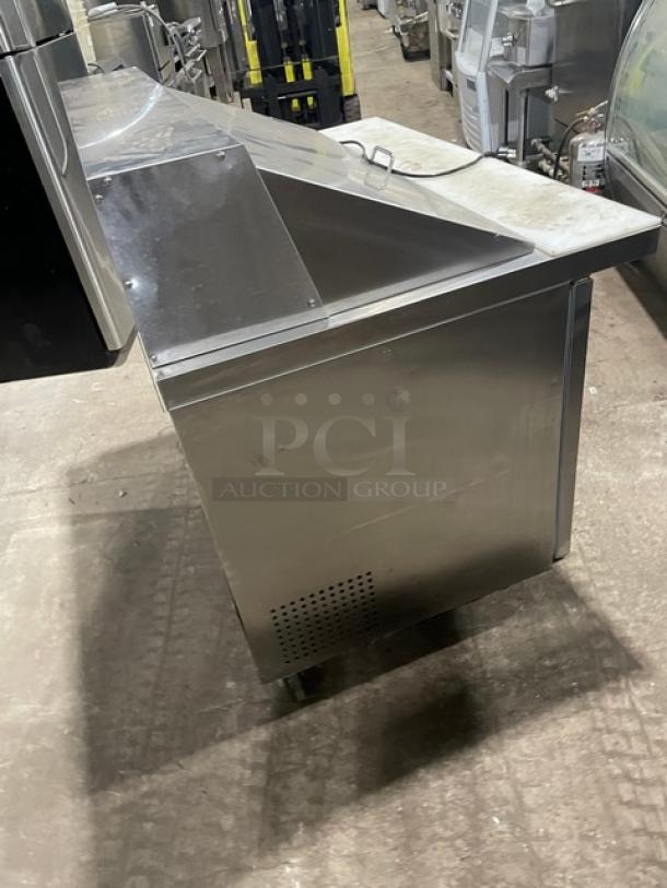 Cold Line Commercial Stainless Steel 2 Door Refrigerated Bain Marie Style Salad/Sandwich Prep Table! With Poly Coated Wire Racks! With Removable Cutting Board! Model: SCLM2-E-HC SN: 6078423918040801! 115V! On Casters! - Image 3 of 8