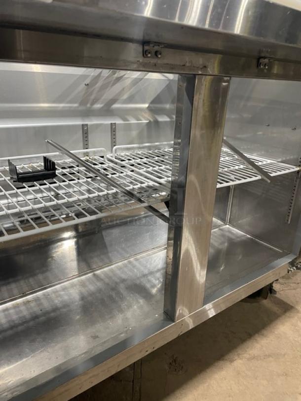 Cold Line Commercial Stainless Steel 2 Door Refrigerated Bain Marie Style Salad/Sandwich Prep Table! With Poly Coated Wire Racks! With Removable Cutting Board! Model: SCLM2-E-HC SN: 6078423918040801! 115V! On Casters! - Image 6 of 8