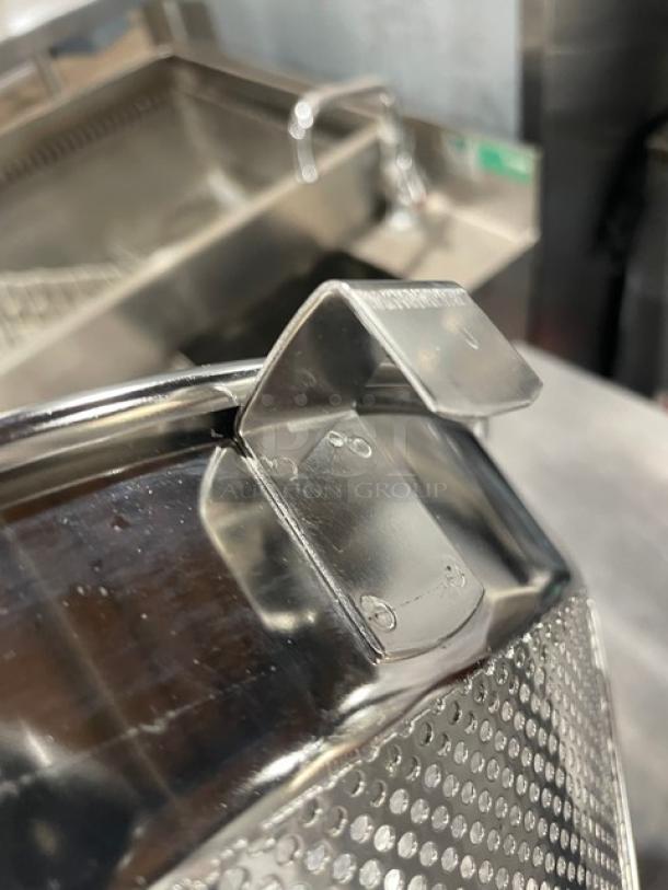 Winco Commercial China Cap Strainer, Model CCS-12C, perforated coarse mesh, 12 inches, new condition, durable metal.