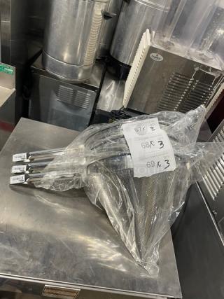 NEW Update International CC12C 12" stainless steel china cap strainer, coarse mesh, in original packaging, 3 units.