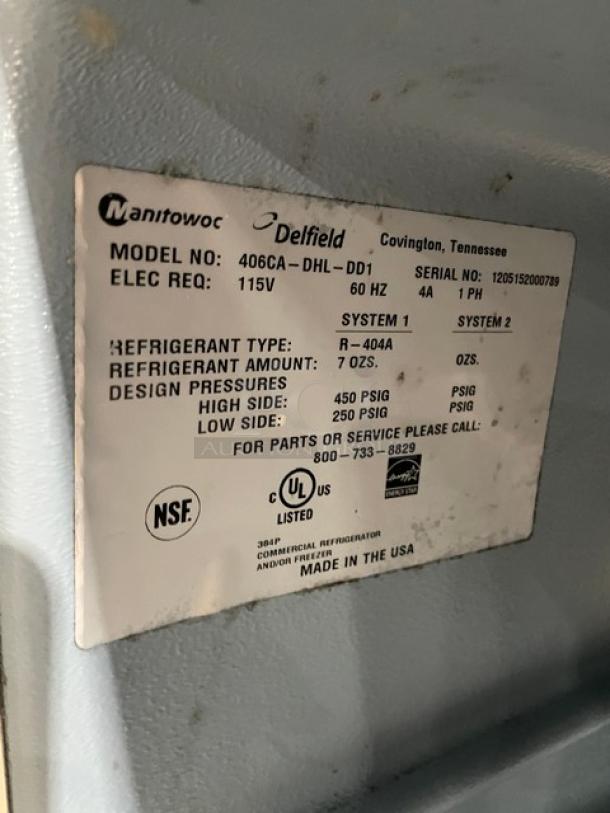 Delfield Commercial Stainless Steel Single Door Undercounter Refrigerator! Energy Star Certified! With Poly Coated Wire Rack! Model: 406CA-DHL-DD1 SN: 1205152000789! 115V 1 Phase! On Casters! - Image 7 of 8