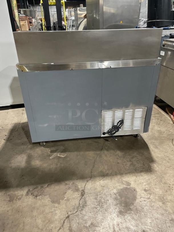 Leader Commercial Stainless Steel 2 Door Refrigerated Bain Marie Style Salad/Sandwich Prep Table! With Cutting Board! With Poly Coated Wire Racks! Model: LM48 S/C SN: PT033136! 115V 1 Phase! On Casters! - Image 4 of 9