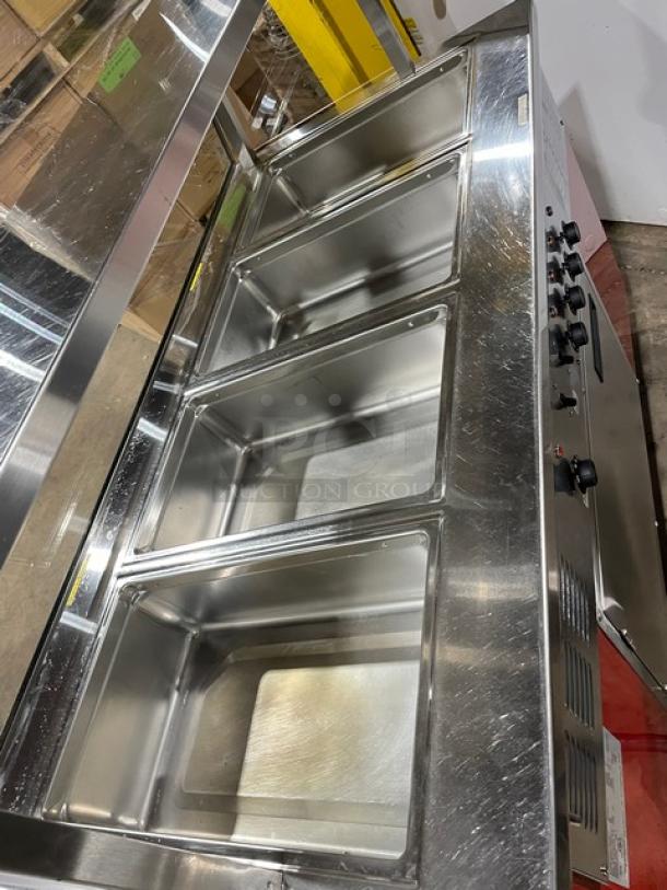 Delfield Shelleyglas Series Commercial Red Stainless Steel 4-Well Hot Food/Steamtable Serving Counter! With Heated Under Storage! With Sneeze Guard! Model: KH-4 SN: 0909150001195! 120/208V 1 Phase! On Casters! - Image 5 of 10