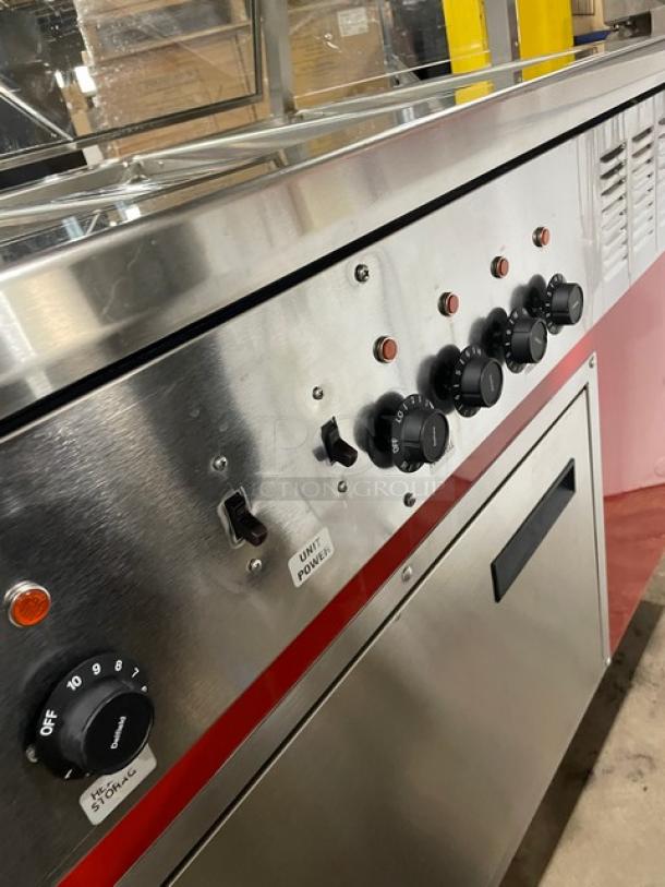 Delfield Shelleyglas Series Commercial Red Stainless Steel 4-Well Hot Food/Steamtable Serving Counter! With Heated Under Storage! With Sneeze Guard! Model: KH-4 SN: 0909150001195! 120/208V 1 Phase! On Casters! - Image 7 of 10