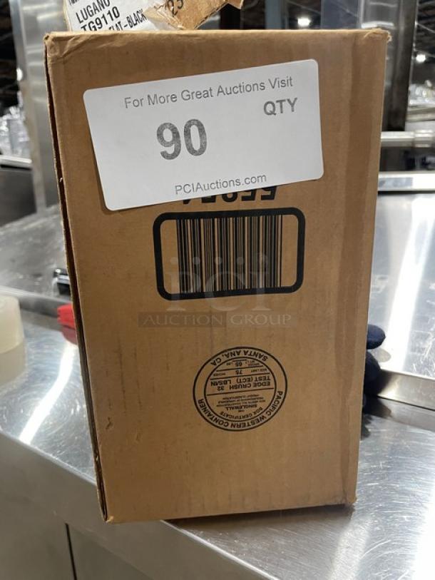 Cambro Lugano Series Black 9" Flat Grip Tongs, Model TG9110, in original packaging. New condition. Box label shows model details.