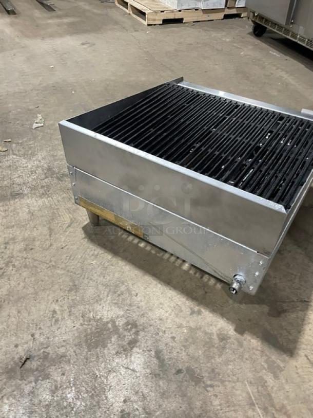 Star Max Series commercial stainless steel natural gas countertop char broiler with legs, excellent condition.