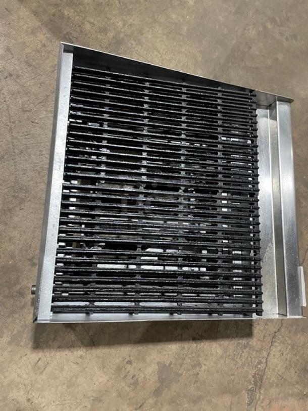 Star Max Series stainless steel natural gas countertop char broiler on legs, used condition, featuring grill grates.