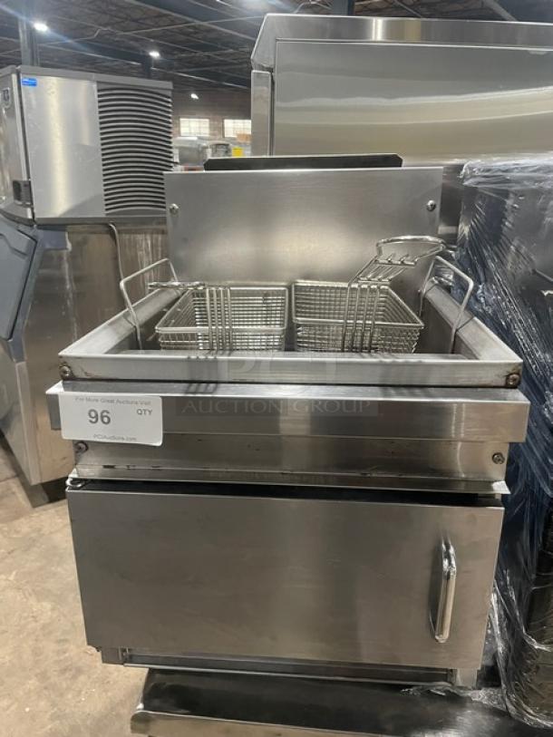 Commercial Stainless Steel Natural Gas Powered Countertop Deep Fat Fryer! With Back Splash! With Fry Baskets! On Legs! - Image 1 of 8