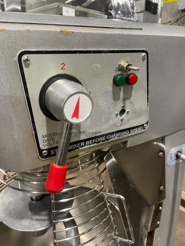 Commercial Electric Powered 30 Qt. Planetary Mixer! With Stainless Steel Bowl Guard & Mixing Bowl! With Dough Hook, Flat Beater & Whisk/Whip Attachments! Model: HLM-30B SN: 19070131011! 110V 1 Phase! - Image 8 of 12