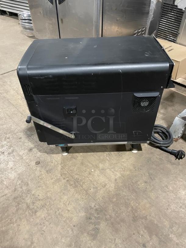 TurboChef NGO 2021 commercial countertop oven, black, ventless, rapid cook, crank bar, 208/240V, on legs, good condition.