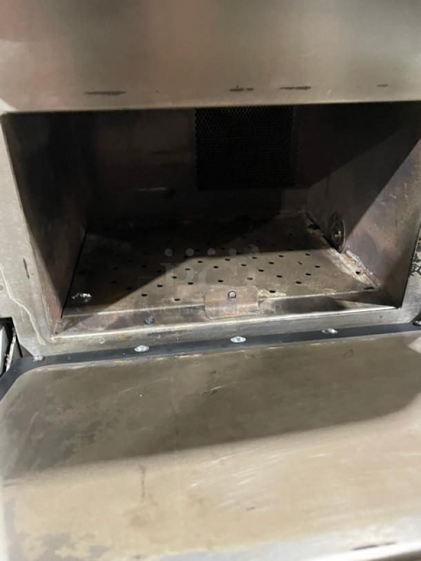 TurboChef NGO 2021 black ventless rapid cook oven interior, commercial countertop model, electric, used condition, on legs.