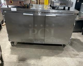 Leader Commercial Stainless Steel 2 Door Lowboy/Undercounter Worktop Refrigerator! Model: ESLB60 S/C SN: NL10S1103! 115V 1 Phase! On Casters! - Item #1194887