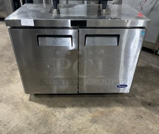 Atosa! 2021! Late Model! Commercial Stainless Steel 2 Door Undercounter Worktop Refrigerator! Energy Star Certified! With Poly Coated Wire Racks! Model: MGF8402GR SN: MGF8402GRAUS1T0321043000C40030! 115V 1 Phase! On Casters! - Item #1194082