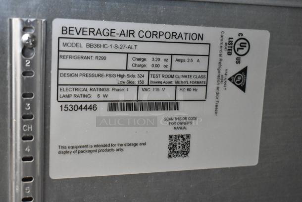 BRAND NEW SCRATCH AND DENT! Beverage Air BB36HC-1-S-27-ALT 36" Stainless Steel Counter Height Solid Door Back Bar Refrigerator. 115 Volts, 1 Phase. - Image 6 of 6